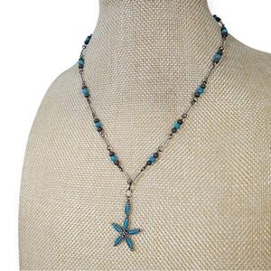 Zuni Style Faux Turquoise Beaded Necklace Star Starfish
